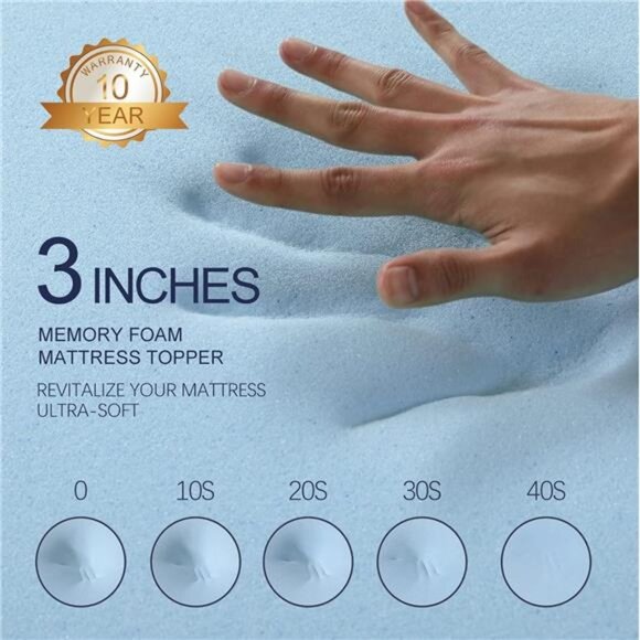3 Inch Gel Memory Foam Mattress Topper Twin XL Size High Density Cooling Pad - Picture 4 of 14